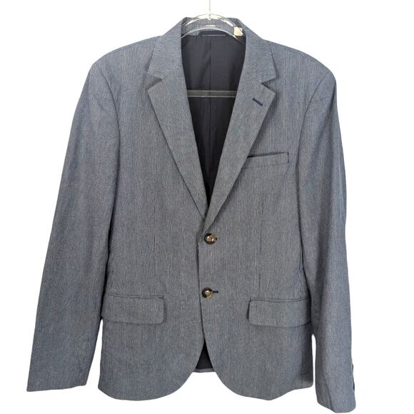 Jack Wills Men's Blazer Cotton Twill Blue White Fine Stripes 2 Button Size 38